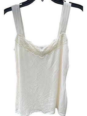White House Black Market Womens Size S Lace Trim Tank Top off-white